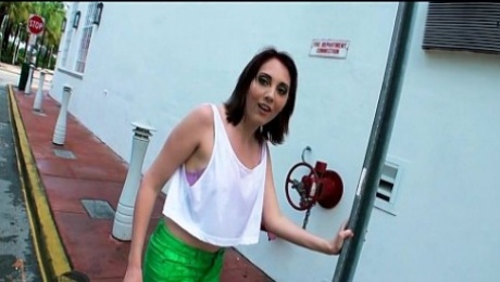 Cute Nickey Huntsman is fucked in public