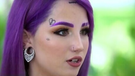Pretty And Raw - Hot Inked Purple Hair Teen Banged In Threesome