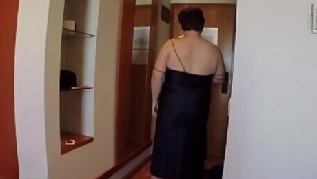 He fucks the fat woman on the floor of the hotel's room. SAN227