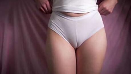 Close Up Cameltoe Tease In Tight White Panties