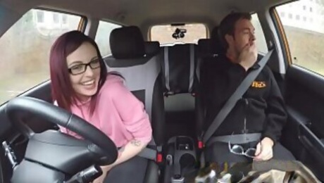 Fake Driving American Teen Creampied by British Instructor