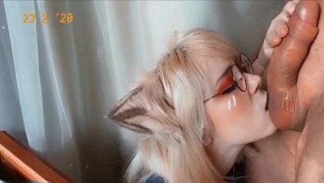 Sweetie Fox Blowjob Dick Neighbor and Cum in Mouth