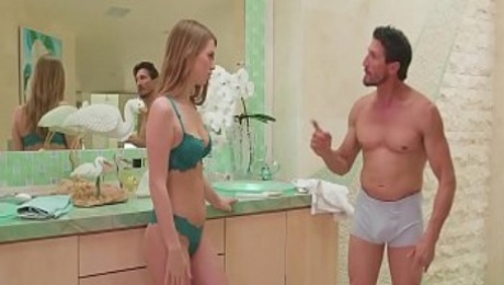 Stepdad getting from his hot skinny daughter - family sex