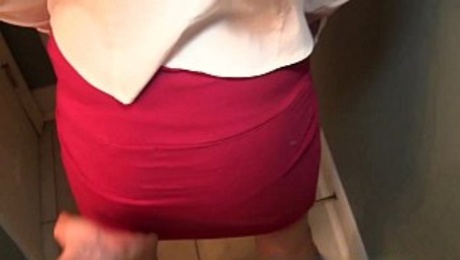 Sexy coworker corners you in the bathroom for teasing and taunting