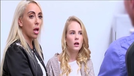 Petite Blonde Teen Step Daughter Natalie Knight & Big Tits MILF Step Mom Kylie Kingston Caught Shoplifting Sex With Officer After Deal