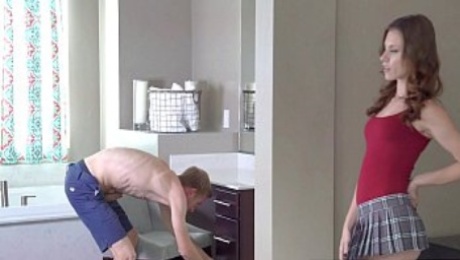 Teen Stepsisters Anya Olsen & Kennedy Jax Share Big Cock in the Shower
