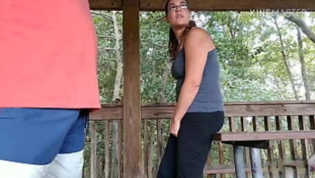 ALMOST CAUGHT fucking wife on public park bench - Becky Tailorxxx