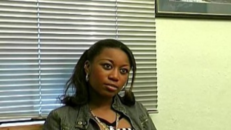 Ebony amateur filmed at real porn casting audition