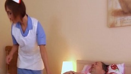 Blowjob and sex prescription for sick old step dad from slutty hot nurse