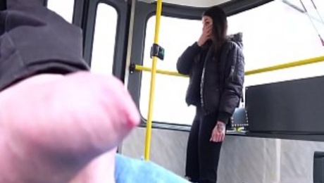 Woman watches me jerking off on a tram! # Stacy Sommers