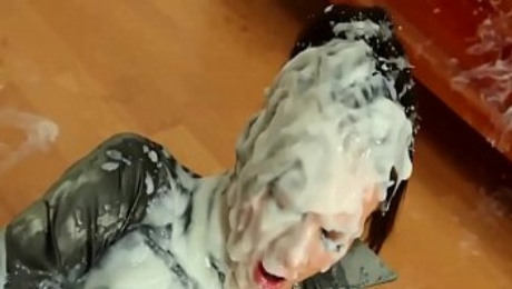 Goo covered bukkake slut