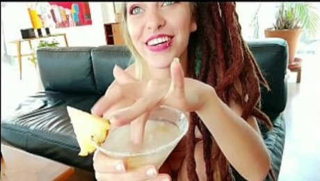 Clio swallows sperm cocktail with 7 cumshot icecubes TEASER