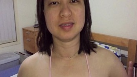 Asian MILF - Pussy Playing For XVideos Fans in Pink Body Stockings