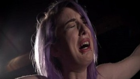 Purple hair slave rough spanked and dominated in hardcore fetish