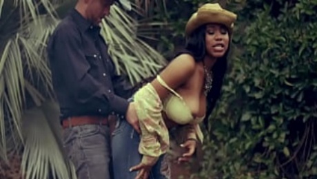 Busty Ebony Cowgirl Bent Over By Her Redneck Lover (Jenna J Foxx)