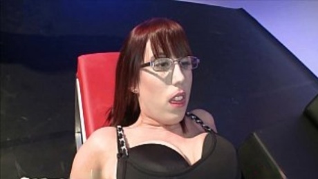 Nerdy girl loves cum on her glasses