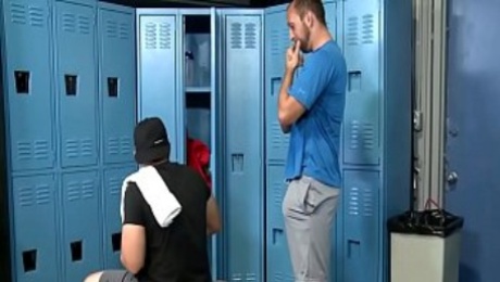 Mature gays having fun in the locker room