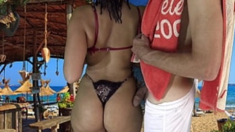 Whose wife is she ? Sexy Mom liked my Dick on her Big Hips as we Danced Together on Beach !