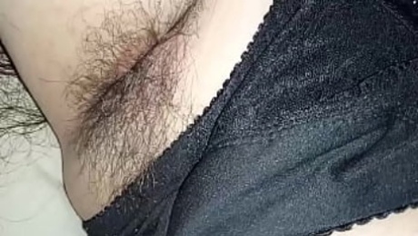 My hairy armpits sister masturbating with homemade dildo in pussy and ass