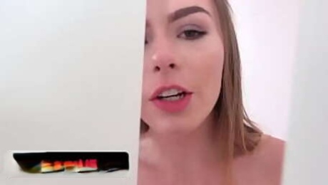 Sneaky Stepbrother Caught His Sexy Teen Stepsister Masturbating And Helps Her Cum