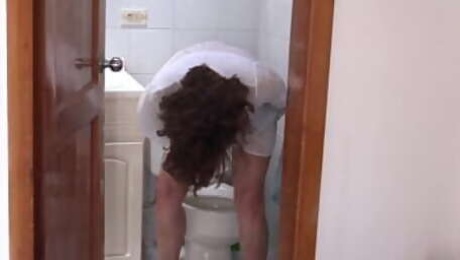is filmed by stepson while urinating and jerking off