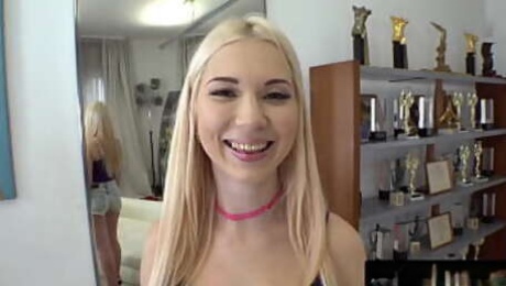 Cute Blonde Teen Gets Her Tight ASS FUCKED After Deepthroating