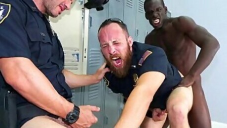 Two horny cops fucked by a black thug