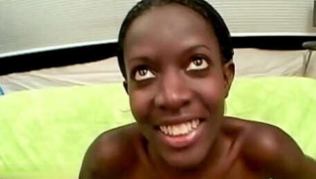 Hot Ebony Teen Grateful For Her European Host She Gladly Sucks Him Off HARD And Swallows His Cum