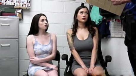 Big natural tits teen thieves Jasmine Wilde and Aria Carson caught stealing