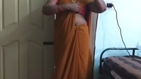 desi  indian horny tamil telugu kannada malayalam hindi cheating wife wearing saree vanitha showing big boobs and shaved pussy press hard boobs press nip rubbing pussy masturbation