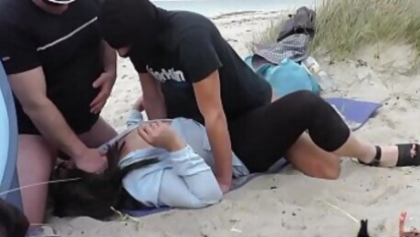 Beach gangbangs with naughty slutwife Marion