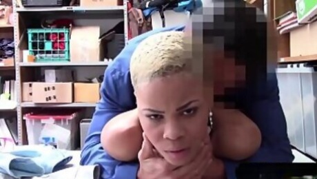Ebony shoplifter teen gets fucked rough by a mall cop