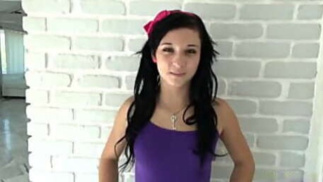 Pole dancing teen slutfingers her pussy