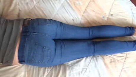 Compilation, 58 year old mature shows off her big ass with jeans on and jean bottoms