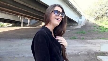 Olivia Lua teen amateur flashes her pussy in public