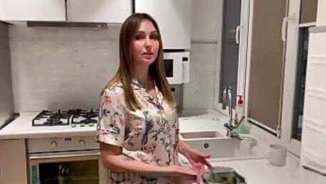 Big tits stepmom cheats on her husband in kitchen