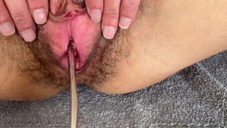 Skinny MILF Has Objects Put Into Her Pee Hole For The First Time