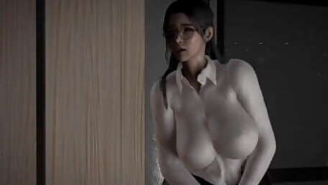 Office girl and black cock at gym center - Hentai 3D uncensored v287