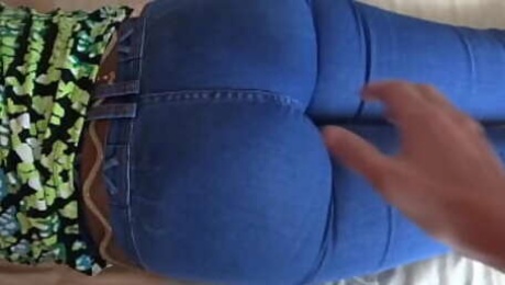 Stepson Enjoys 58yo Latina Mom, Big Ass In Jean, Blowjob, Fuck & Cumshot On Hairy Pussy