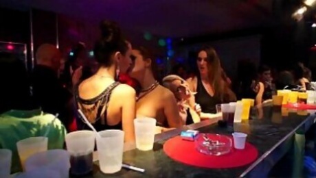 Lesbians have fun in club