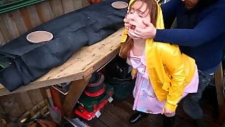 'Please don't tell my Parents' - Squirting Slut Gets Caught in Shed and Ass Fucked - Shannon Huxley