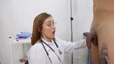 Doctor discovers that her friend and patient have a bigger cock than her boyfriend and she fucks them both
