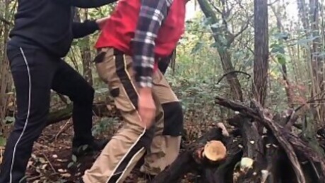 I go to my husband in the woods and during the break he breaks my ass