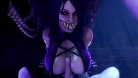 Mileena with Round Booty Riding on Big Cock
