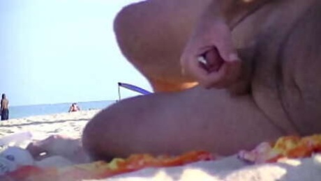 Nude Beach Voyeurs Jerking Off #1 - Hubby films all the hard cocks that are cum near his wife on the nude beach!