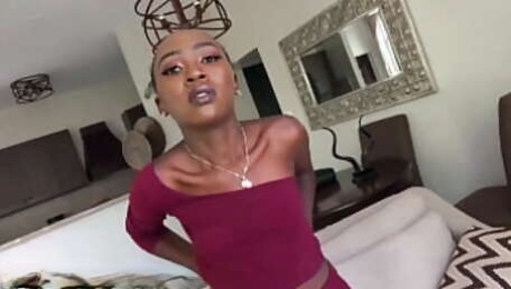 Skinny African girl skips the line at a fake audition through the producers big dick
