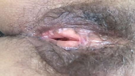 Look at my big hairy pussy after having fucked for hours and getting huge cumshots