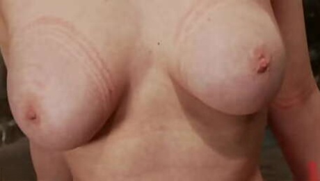 Busty blonde whipped and toyed