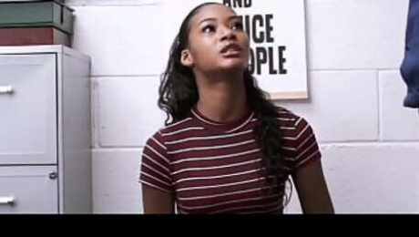 PervMallCop  -  Cuffed ebony teen shoplifter Isla Biza punish fucked by dirty LP officer