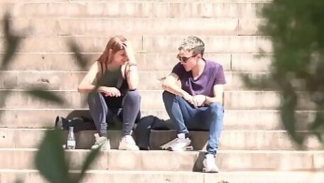 We find skinny a girl in campus and convince her to fuck a long dick